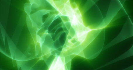 Abstract futuristic background of green glowing energy waves and hi-tech magic lines