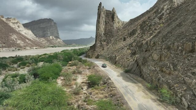 Hingol National Park's dramatic cliffs, Balochistan - aerial