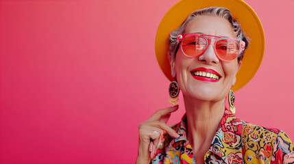 Woman Wearing Yellow Hat and Sunglasses in a Stylish Outfit