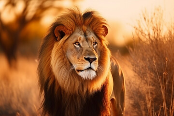 Majestic Lion in Golden Light.