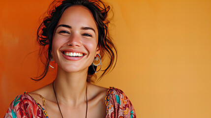 Joyful Woman With a Radiant Smile Expressing Happiness