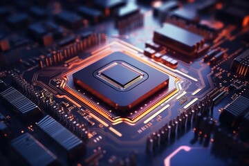 Fototapeta na wymiar 3d rendering of futuristic blue circuit board
