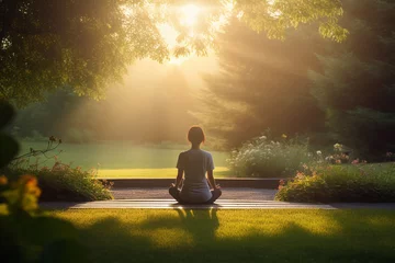 Foto op Plexiglas Morning Meditation in Tranquil Garden. © Henry Saint John