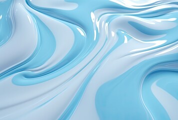 Artistic smears of creamy cosmetic texture against a blue background, creating a visually appealing and aesthetic composition.