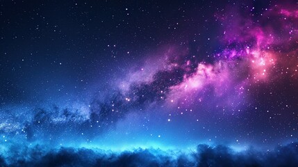 Beautiful fantasy starry night sky, blue and purple colorful, galaxy and aurora 4k wallpaper