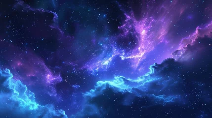 Foto auf Acrylglas Nordlichter Beautiful fantasy starry night sky, blue and purple colorful, galaxy and aurora 4k wallpaper