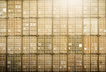 Containers Cargo Shipping. Handling of Logistic Transportation Industry. Cargo Container ships, Freight Trucks Import-Export. Distribution Warehouse. Shipping Logistics Transport.