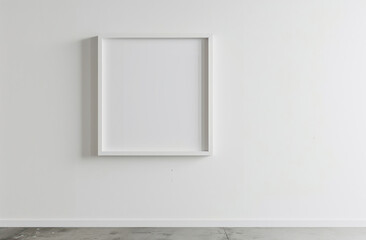 Empty picture frame on white wall. 3d render illustration mock up