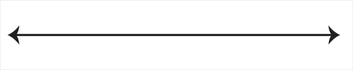 Long double arrow. Vector drawing with size. thin pointer vector icon.