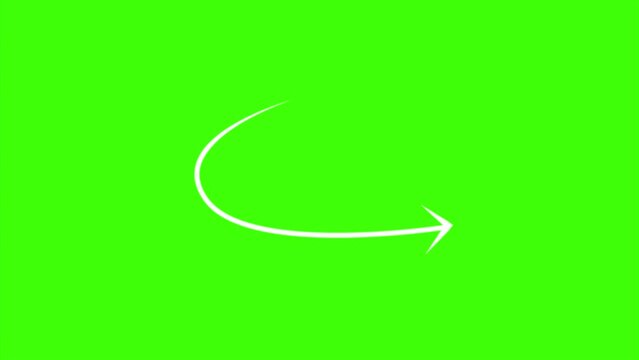 Doodle Arrows on green background with alpha channel. 4K Chroma key