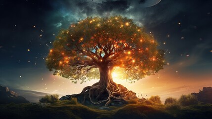 Beautiful_tree_of_life_sacred_symbol._Individuality symbol generative ai image