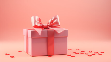 Obraz premium Light pink gift box tied with a ribbon
