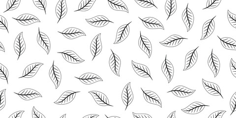 Minimalistic vector background of leaves, seamless pattern, banner	