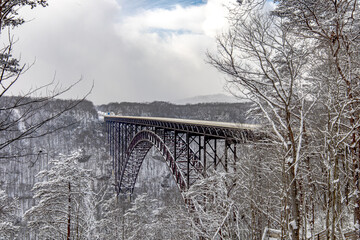 New River Gorge Bridge in winter