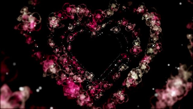Particle Hearth Background Stock Video in a Loop - Motion colorful hearts pattern Isolated on Green Screen Background For Chroma Keying and Overlay