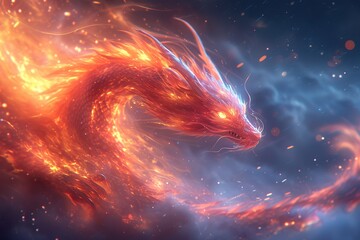 electric tesla coil chaos effect on a chinese dragon, swirling colors, motion effects - obrazy, fototapety, plakaty