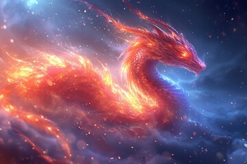 electric tesla coil chaos effect on a chinese dragon, swirling colors, motion effects - obrazy, fototapety, plakaty