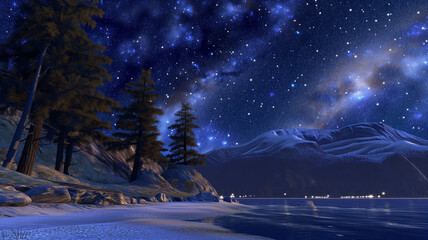 Embrace the tranquil and serene atmosphere under the moonlit sky