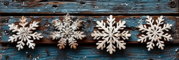 Wooden Rustic Snowflakes Flat Lay, Background HD, Illustrations
