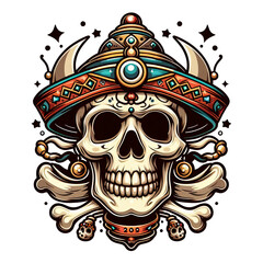Fototapeta premium Digital art Skull with accessories