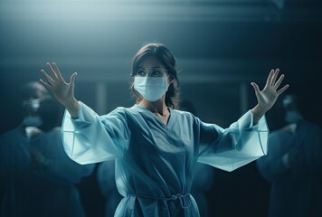Those who wear protective suits, such as doctors, are truly heroic. - obrazy, fototapety, plakaty