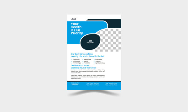 Set of Editable Medical banner design template. Layout template, brochure background. A4 size for poster, flyer or cover.
