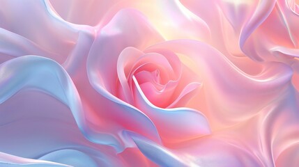 A wavy rose, soft pastels adorned with frost, gracefully dancing in a winter wonderland.