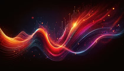 Fototapeten Digital art abstract depicting a dynamic cosmic wave of light particles flowing through space, representing energy and motion. © Preyanuch