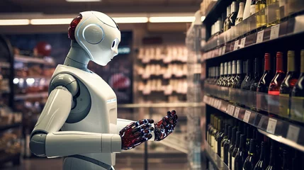 Foto op Plexiglas an AI driven robot in a wine shop suggesting wine © pjdesign