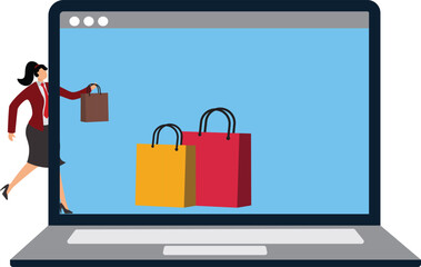 Shopping, Computer,Abstract,Adult,Basket,Business, Businesswoman