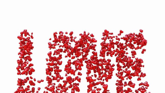 Red Hearts motion for Valentine's day Greeting love video. 4K Romantic looped animation on white background for Valentine's day, St. Valentines Day,