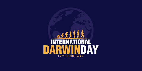 International Darwin Day vector illustration. Science and Humanity Day. Poster, celebrating the birthday of scientist Charles Darwin. International Science and Humanities Day.