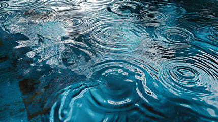 A close-up view capturing numerous ripples in a pool of water
