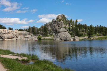 Fototapeta na wymiar The scenery of Sylvan Lake in summer, in Custer State Park, South Dakota