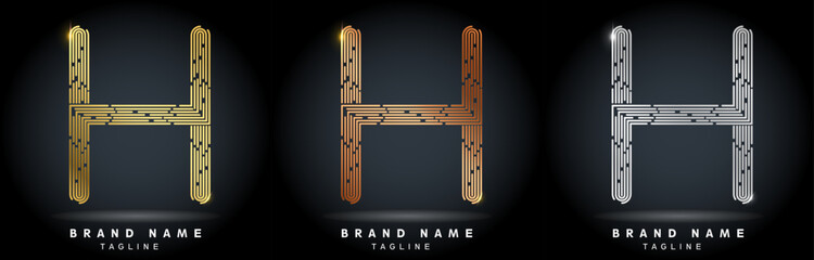 H Letter Logo concept Linear style. Creative Minimal Monochrome Monogram emblem design template. Graphic Alphabet Symbol for Luxury Fashion Corporate Business Identity. Elegant Vector element