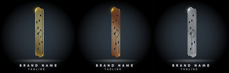 I Letter Logo concept Linear style. Creative Minimal Monochrome Monogram emblem design template. Graphic Alphabet Symbol for Luxury Fashion Corporate Business Identity. Elegant Vector element