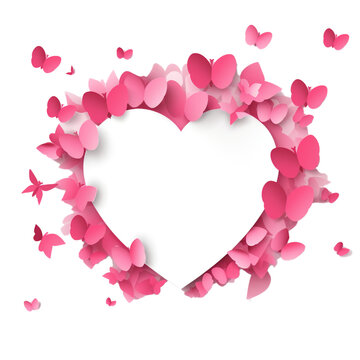 Pink heart and butterfly frame for cherished moments