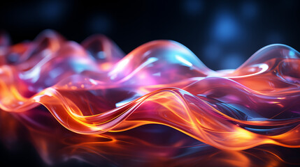 Naklejka premium abstract background with lights, Luminous Neon Waves in a Dynamic Cinematic Art Piece
