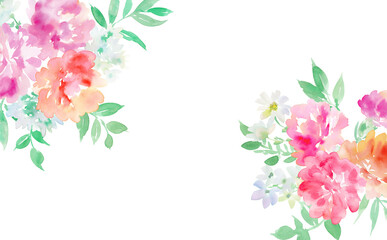 水彩で描いたカーネーションの背景用イラスト