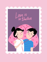 Valentine day card with couple