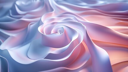 Spiraling beauty: 3D wavy rose, misty blend, embraced by snow and frost.