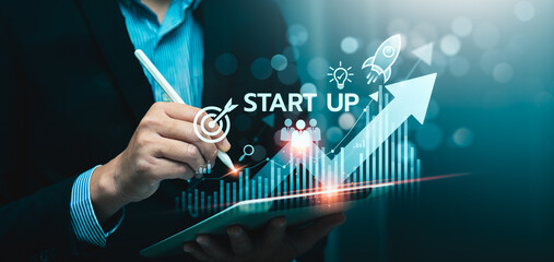 Global tech startup innovates to connect customers worldwide. Emphasizes creativity, resource management for sustainability. Clear leadership, digital marketing. Startup business concept