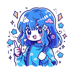 Chibi girl cartoon game character. Cute girl cartoon