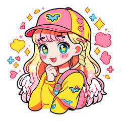 a beautiful girl design cartoon. Cute girl cartoon design with chibi style