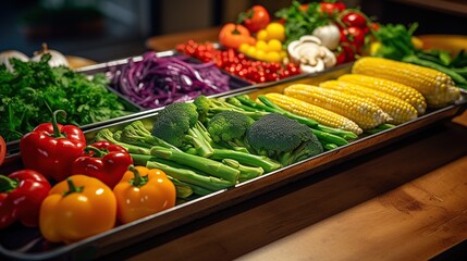 Various vegetables on a tray