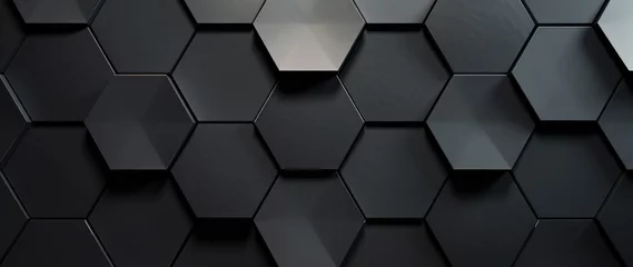 Foto op Canvas Captivating texture background featuring a contemporary black anthracite tile mirror composed of hexagon tiles, ideal for banners and panoramas, Ai Generated. © Crazy Juke