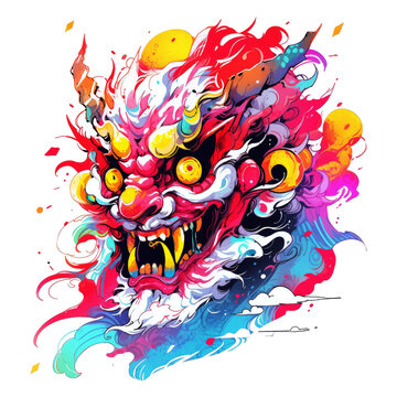 Dragon art monster with painting style. scary monster game character image