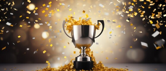 Golden and silver championship cup, a symbol of triumph and glory, Ai Generated.