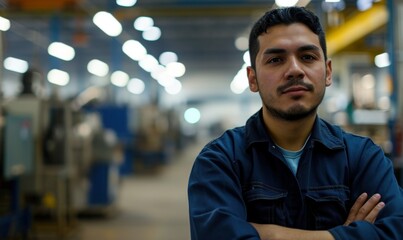 Fototapeta premium Serious Factory Supervisor on Site. Generative AI.