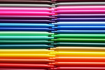Multicolored Felt-Tip Pens, close-up. Colorful markers pens